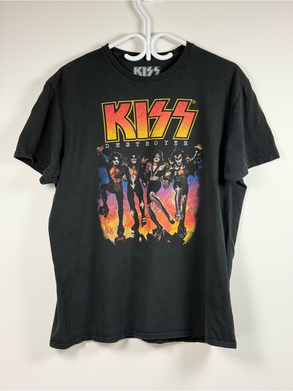 KISS Black "Destroyer" Graphic Band Tee - faded Black size Large